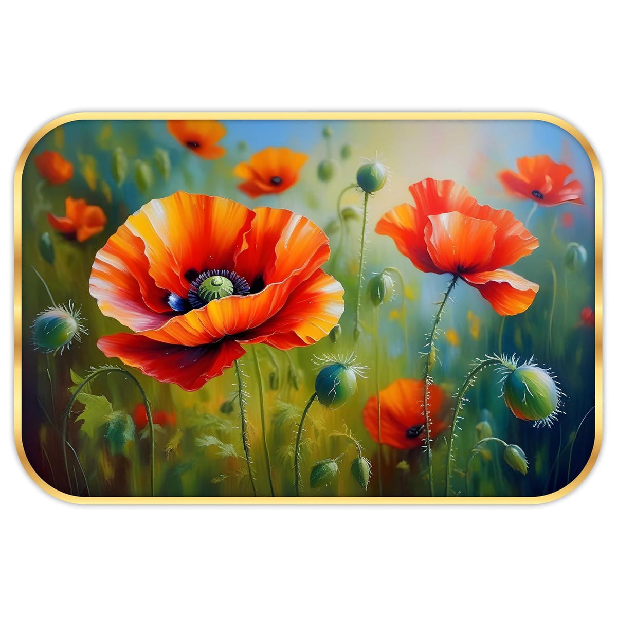 Beautiful flower modern art Premium Sparkle Lamination Finished Surface Golden Slim Frame 35 cm x 28 cm Large Size, For Home/Office/Hotel painting KG77