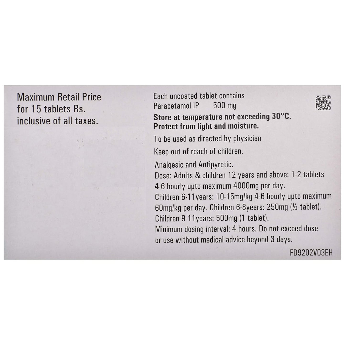 Calpol 500 - Strip of 15 Tablets