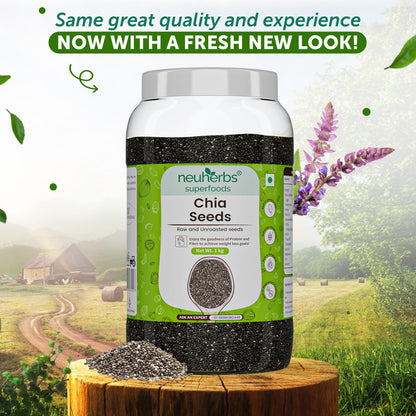Neuherbs Raw Unroasted Chia Seed For Weight Management | Rich In Omega -3 | Dry Seeds For Eating | Healthy Snacks - 1 kg Chia Seeds