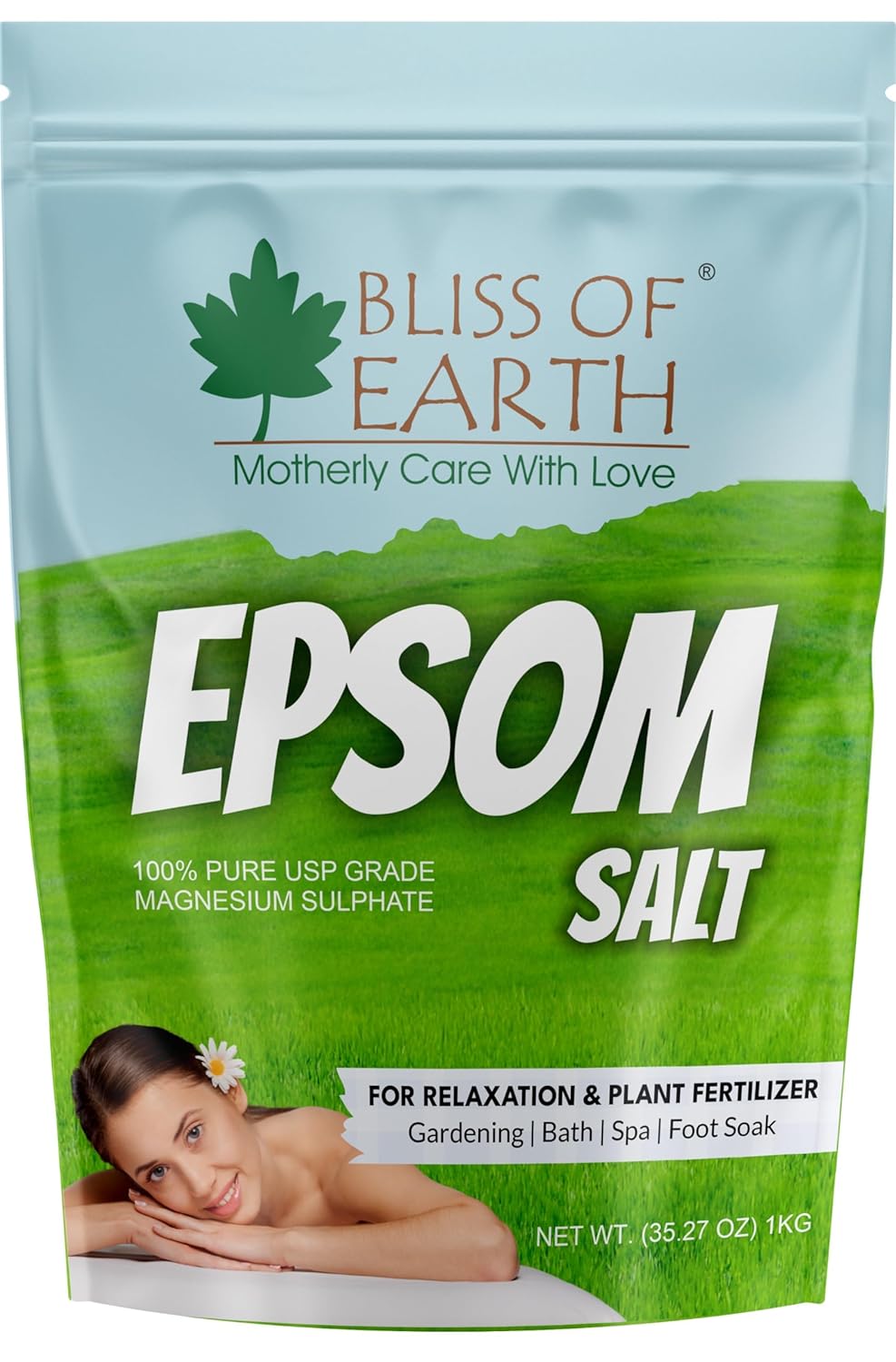 Bliss of Earth Epsom Salt for Foot | 1kg Epsom Salt for Foot Soaks, Bath Soaks, Plants & DIY Scrubs | Natural Magnesium Sulphate for Muscle Relief & Aromatherapy | Cruelty-Free