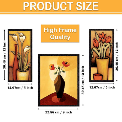 Wall Painting Frames For decor, Pictures Frame For Living Room, Home Decoration, Bedroom, Set of 3, 1pc- 23 x 30 cm, 2pc- 12.5 x 30 cm (Design 9)