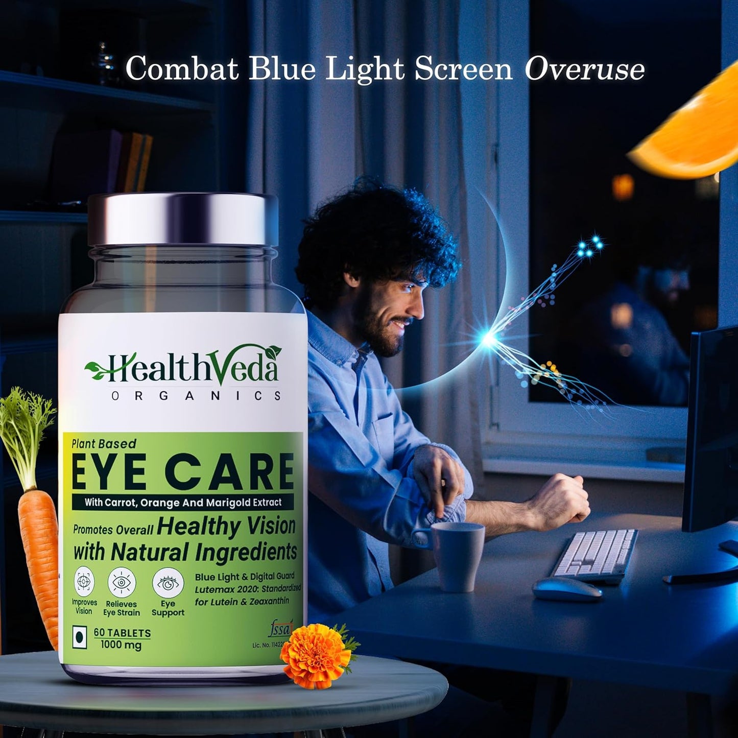 Zephivo HEALTH VEDA ORGANICS PRIVATE LIMITED Plant Based Eye Care with Lutemax 2020 I 60 Veg Tablets I Protects from Blue Light & Improves Vision I For both for Men & Women