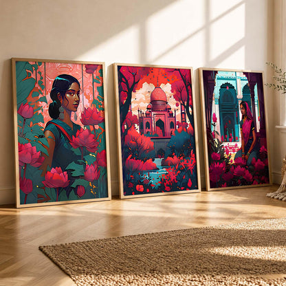 Premium Digital Painting with Frame for Home Decor - Painting for Living Room Bedroom Office Room Decor - Painting for Wall Decoration - Pack of 3 (Modern Art Painting, Design06, 10X13 inch)