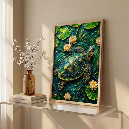 Sea Turtle Framed Wall Art, Natural, 10x13 Inches