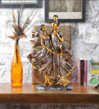 Family Showpiece for Home Decor, Golden (11 inch), Resin, Bird