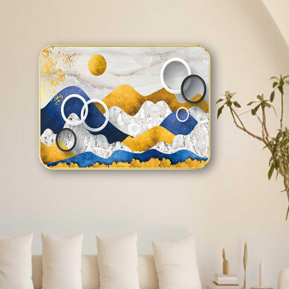 Abstract modern art Premium Sparkle Lamination Finished Surface Golden Slim Frame (13 x 19 Inch) For Home/Office/Hotel painting MG-633