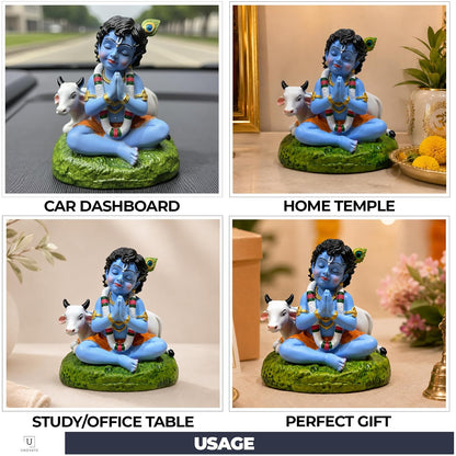 UNOVATE Krishna Idol for Car Dashboard | Krishna Murti for Home | Blue
