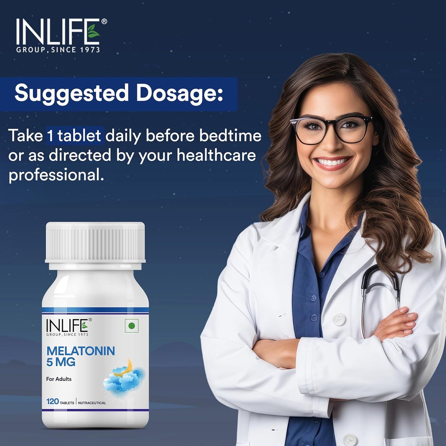 INLIFE Melatonin 5mg Tablets | Supports Sleep and Relaxation | Vegetarian Friendly & Easy to Swallow Supplement for Men and Women - 120 Tablets