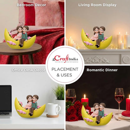 eCraftIndia Romantic Couple Showpiece Sitting on Boat | Valentine Gift for Girlfriend Boyfriend Husband Wife Special Love Her Him | Valentine Day Decoration Items