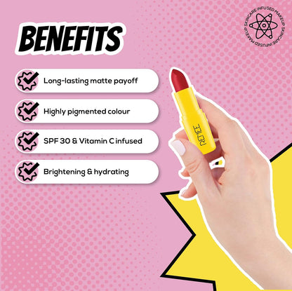 RENEE Everyday Matte Lipstick - Sauce, Lightweight, Intense Color Payoff with Creamy Matte Finish, Enriched with Vitamin C, Hyaluronic acid & SPF 30, Skincare Infused Makeup, 3 Gm