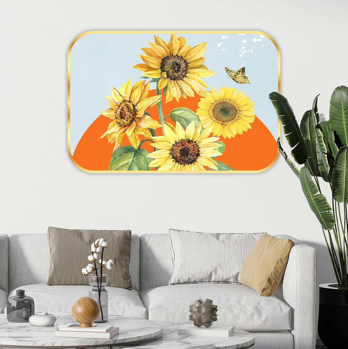 Abstract flower modern art Premium Sparkle Lamination Finished Surface Golden Slim Frame 30 cm x 46 cm Large Size, For Home/Office/Hotel painting MG32