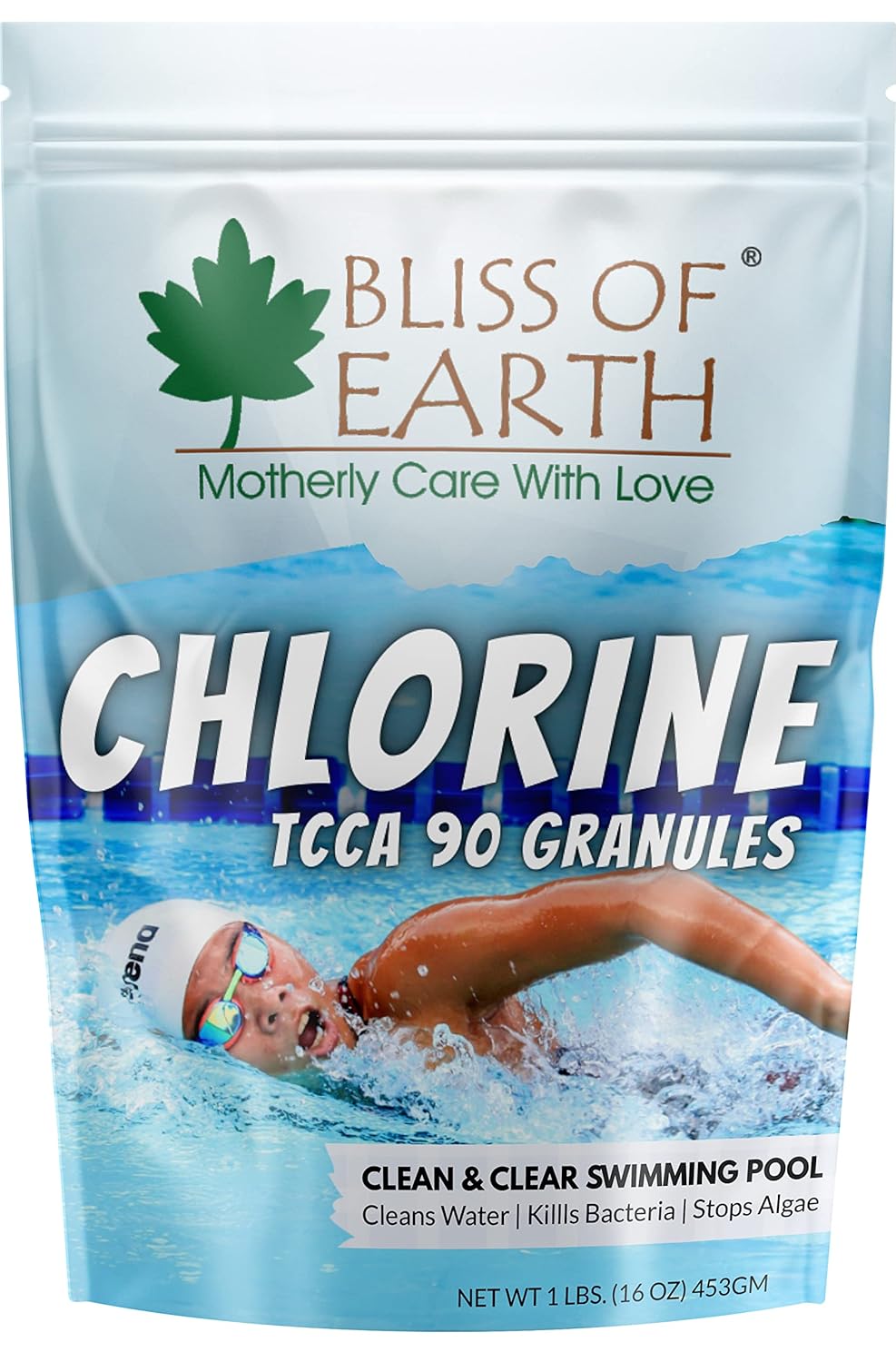 Bliss of Earth Japanese Chlorine Powder for Pool 453g, Clean & Clear Swimming Pool, Kills Bacteria & Stops Algae, Pool Disinfectant Granular Chlorine