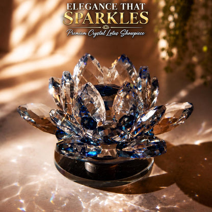 Crystal Lotus Flower Glass Showpiece, Decor -8.5 x 5.5 CM