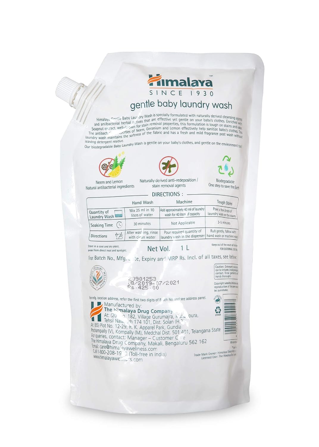Himalaya Gentle Baby Laundry Liquid Wash 1 Ltr (Pouch)