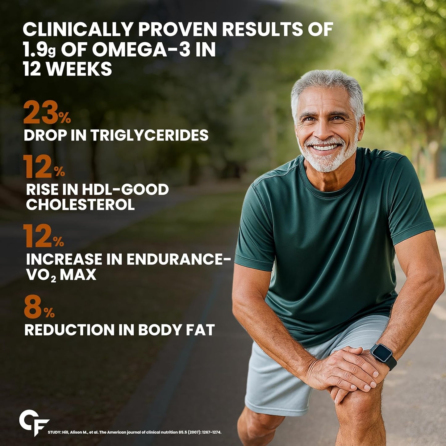 Man exercising outdoors with health benefits text overlay