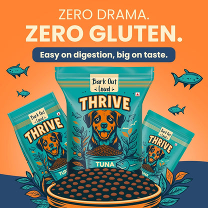 Thrive- Bark Out Loud Real Tuna Fish Dry Dog Food | Antioxidants, Omega, Multivitamins | Yucca for Digestion (800 gm)
