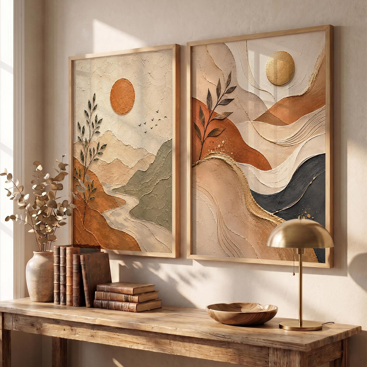 Floral Wall Art Home Decoration | Aesthetic Paintings With Frame For Living Room Bed Room Hotel Wall Decor Digital Reprint Set of 2 (13X17 inch)