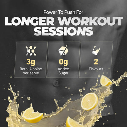 Nutrabay Gold Beta Alanine Supplement Powder 120g, Lemon Flavor – Pre Workout Amino Acid for Endurance & Fatigue Reduction
