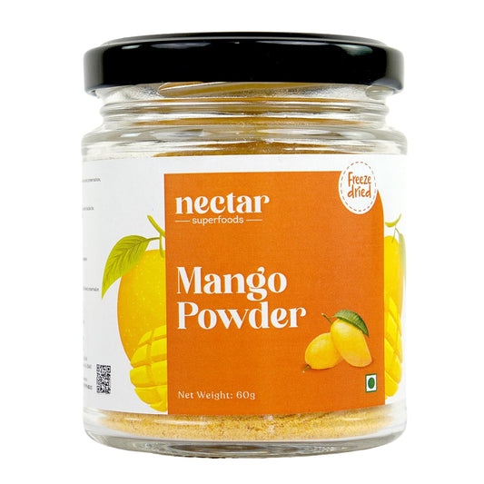 Nectar Superfoods Freeze Dried Mango Powder- 60 grams Jar-Pack of 1 Nos | 100% Natural | No Added Sugar, Preservative-Free & Vegan | Processed in India