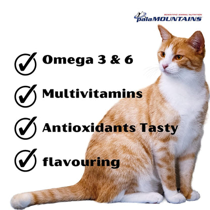 Palamountains My Beau for Cats – Omega 3 & 6, Essential Vitamins – Enhances Skin, Coat, Immunity, Digestion & Reduces Fur Balls – High Absorption & Palatable Formula (300ml)