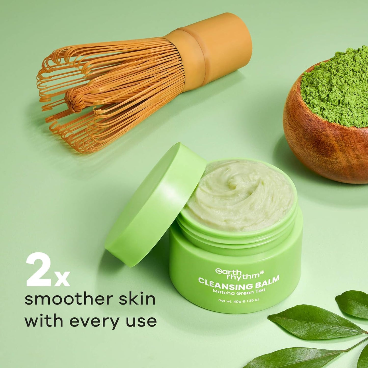 Earth Rhythm Matcha Green Tea Cleansing Balm Removes Makeup in 10 Seconds, Gentle cleansing. No Parabens & Sulphates