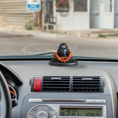 Resin Adiyogi Shiva Statue for Car Dashboard, Shiv Ji Mahadev Adi Yogi Idol Statue with Rudraksha Mala for Home and Car Dash Board (Medium)
