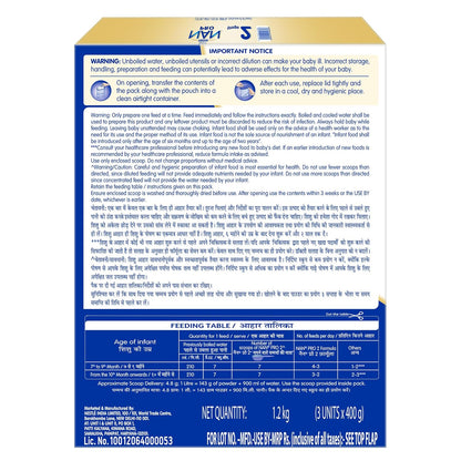 Nestlé NAN PRO Stage 2, 1.2kg, Follow-Up Formula Milk Powder for Babies (After 6 Months Upto 12 Months), with DHA-ARA, 3x400g Pouch in Box