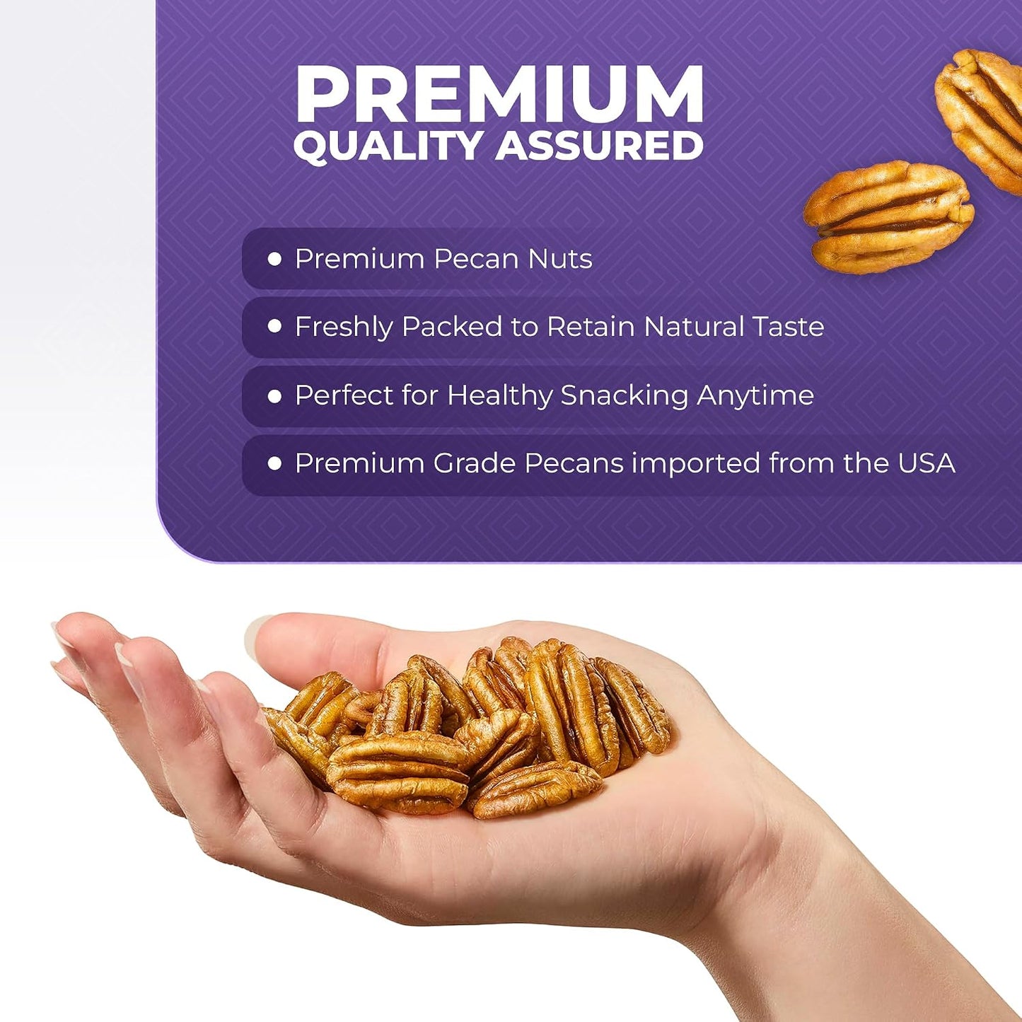 Pureheart Premium Pecan Nuts| Premium Natural Pecans | Healthy Dry Fruits Snack | Rich in Protein, Fibre & Antioxidants | Ideal for Snacking & Baking