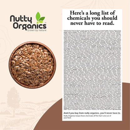 NUTTY ORGANICS Flax Seeds| Natural Raw Flax seeds for Eating High Dietary Fiber Alsi Seeds Rich in Magnesium- Helps in Manage Blood Sugar Levels & Heart