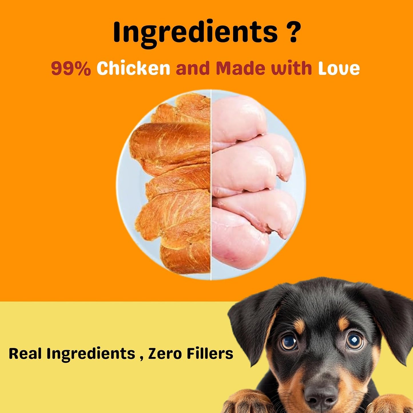 Pet en Care Chicken Jerky Dog Treats, 75gm | Protein Rich | Vitamin Enriched | All Breeds and Sizes