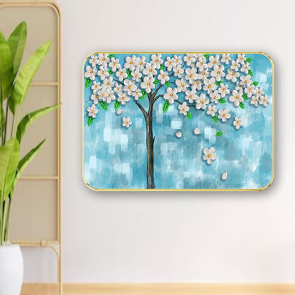 Flower modern art Premium Sparkle Lamination Finished Surface Golden Slim Frame (13 x 19 Inch) For Home/Office/Hotel painting MG-613