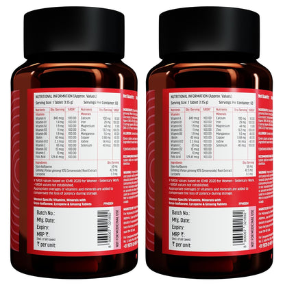 HealthKart hk vitals Multivitamin For Women (120 Tablets) | With Zinc, Vitamin C, Vitamin D, Multiminerals & Ginseng Extract