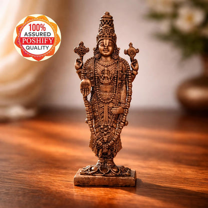 Pure Copper Balaji Murti | Handcrafted Copper Idol for Pooja Room, Vastu Decor | Traditional & Auspicious Religious Hindu God Showpiece & Gift Item | 54gm (7x2 cm)