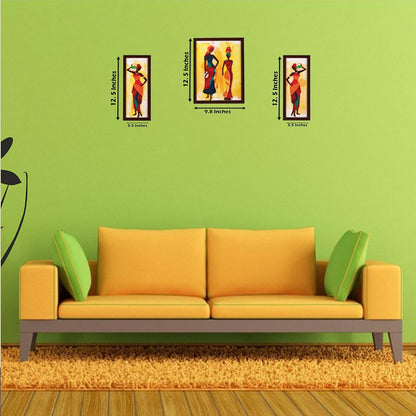 3 Pc Set Of Still Life Paintings Without Glass 5.2 X 12.5, 9.5 X 12.5, 5.2 X 12.5 Inch (6 X 13, 10.2 X 13, 6 X 13 INCH, Brown)