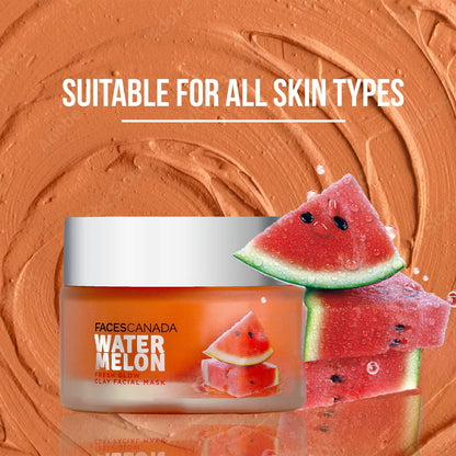 FACESCANADA Watermelon Fresh Glowy Clay Facial Mask, 50g | Watermelon Extract & Bentonite Clay | Deep Pore Cleansing | Soft, Smooth & Hydrated Skin | Youthful Glow | For All Skin Types | Vegan