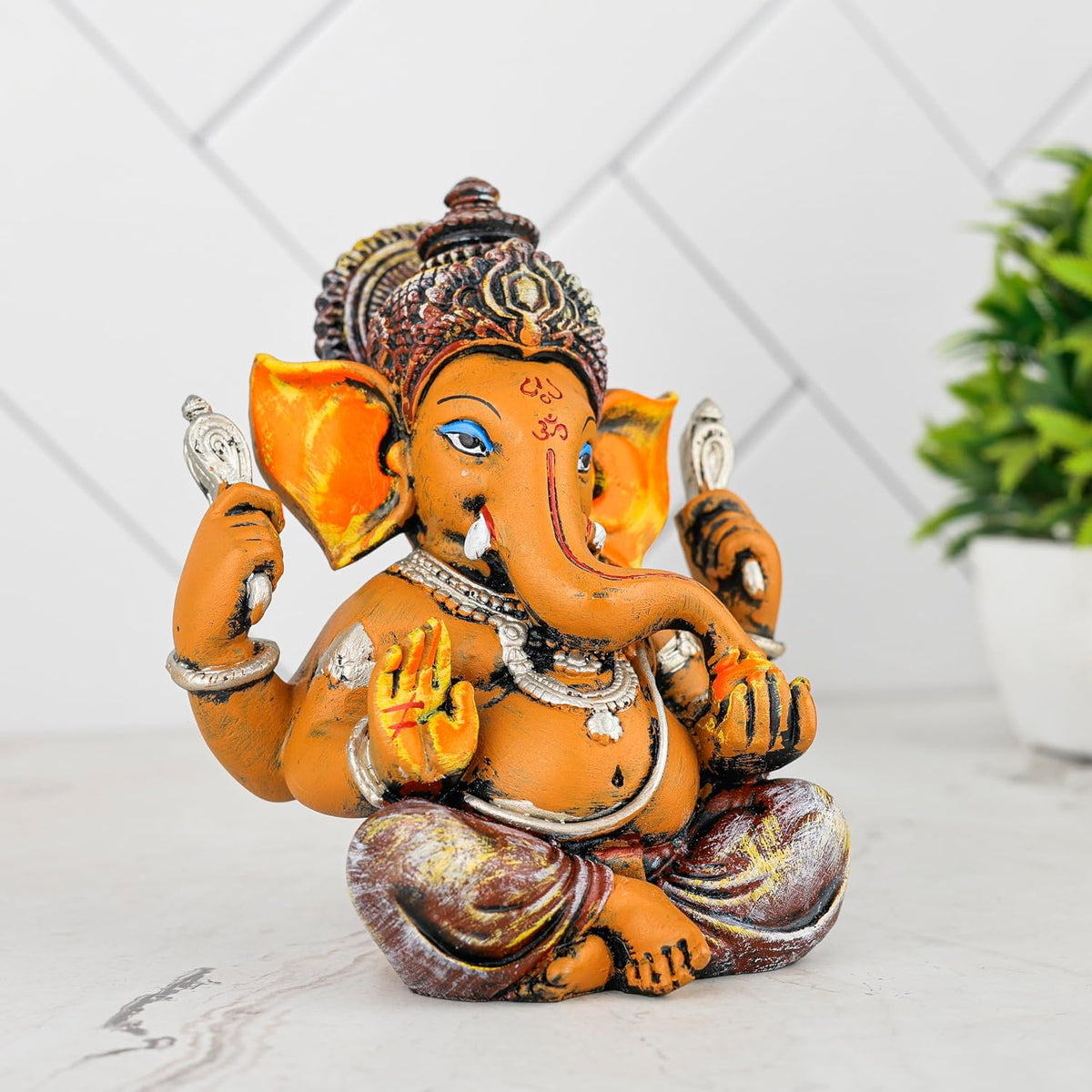 Ganesh ji murti Idol Statue Showpiece Home Decor Items for Living Room and Gifts (Maroon Brown)
