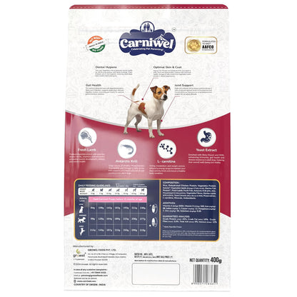 Carniwel Fresh Lamb Adult Dry Dog Food 400g | Natural Ingredients for Optimal Skin & Coat Health | Highly Palatable | Supports Joint Health | Tailored, Premium Nutrition for Small Dogs