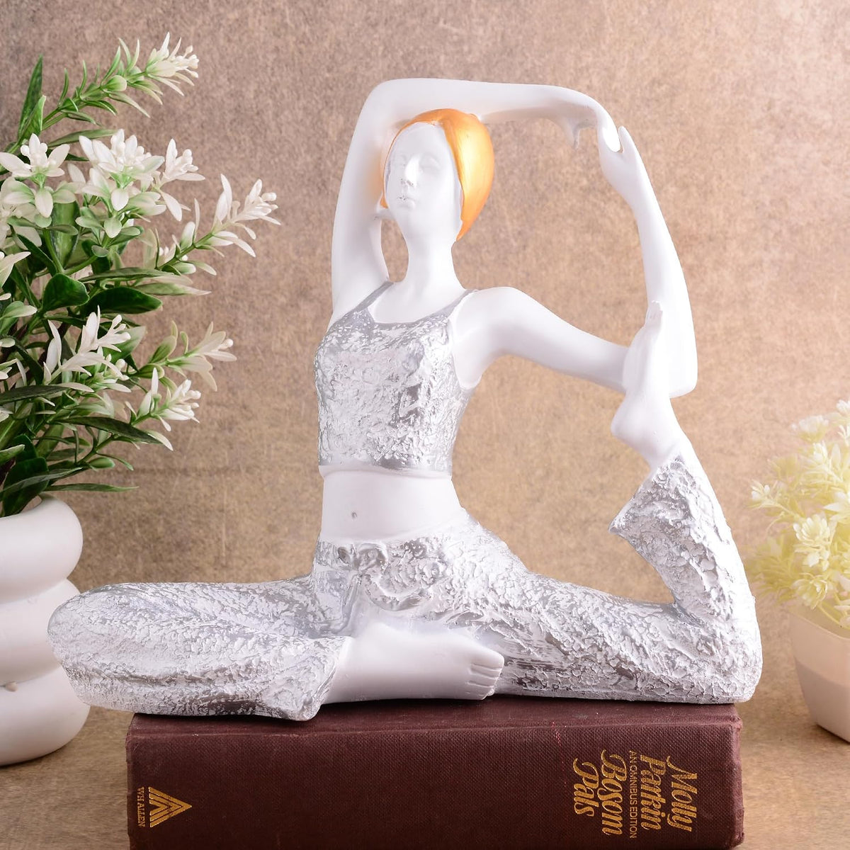 Resin Yoga Lady Home & Office Decor Fantasy Showpiece (Y500),White