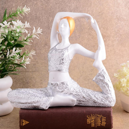 Resin Yoga Lady Home & Office Decor Fantasy Showpiece (Y500),White