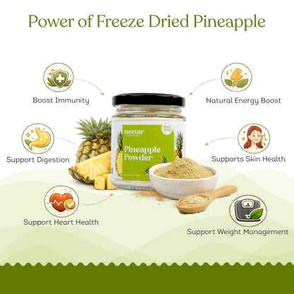 Nectar Superfoods Freeze Dried Pineapple Powder- 80 grams Jar-Pack of 1 Nos 100% Natural | No Added Sugar, Preservative-Free & Vegan | Processed in India