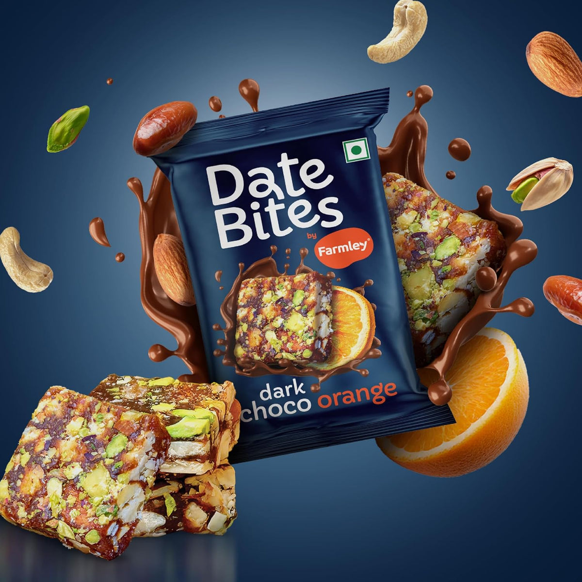 Farmley Date Bites Assorted Pack 60g (20g x3) | Classic, Dark Choco Orange & Coffee Rush | Dry Fruit Bites with Almonds, Cashews & Pista | Gluten Free, No Refined Sugar | Healthy Snack with Honey & Ghee