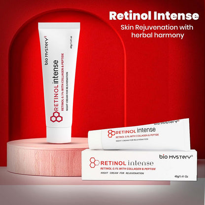 Retinol Intense Cream 0.1 Vitamin A Fine Lines, Sun Spots, Anti-Aging (40 Gram / 1.41 Oz)