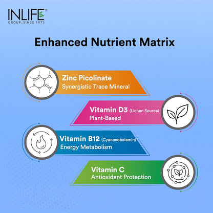 INLIFE Magnesium Supplement 2000mg | 5x Chelated Magnesium Complex Glycinate, L Threonate, Citrate, Oxide with Aquamin, Zinc, Vitamin C, D3 & B12 | For Sleep, Focus, Muscles, Immunity - 60 Tablets