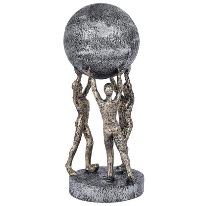 Men Group Carrying Earth Showpiece for Home Decorative Item, Home Shelf Decorative Figurines (Golden)
