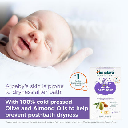 Himalaya Gentle Baby Soap for Newborns | No Post Bath Dryness - 125g | Gentle Cleansing With Phyto-Oil Complex of 100% Natural Oils of Almond & Olive| #1 Doctor Recommended Brand