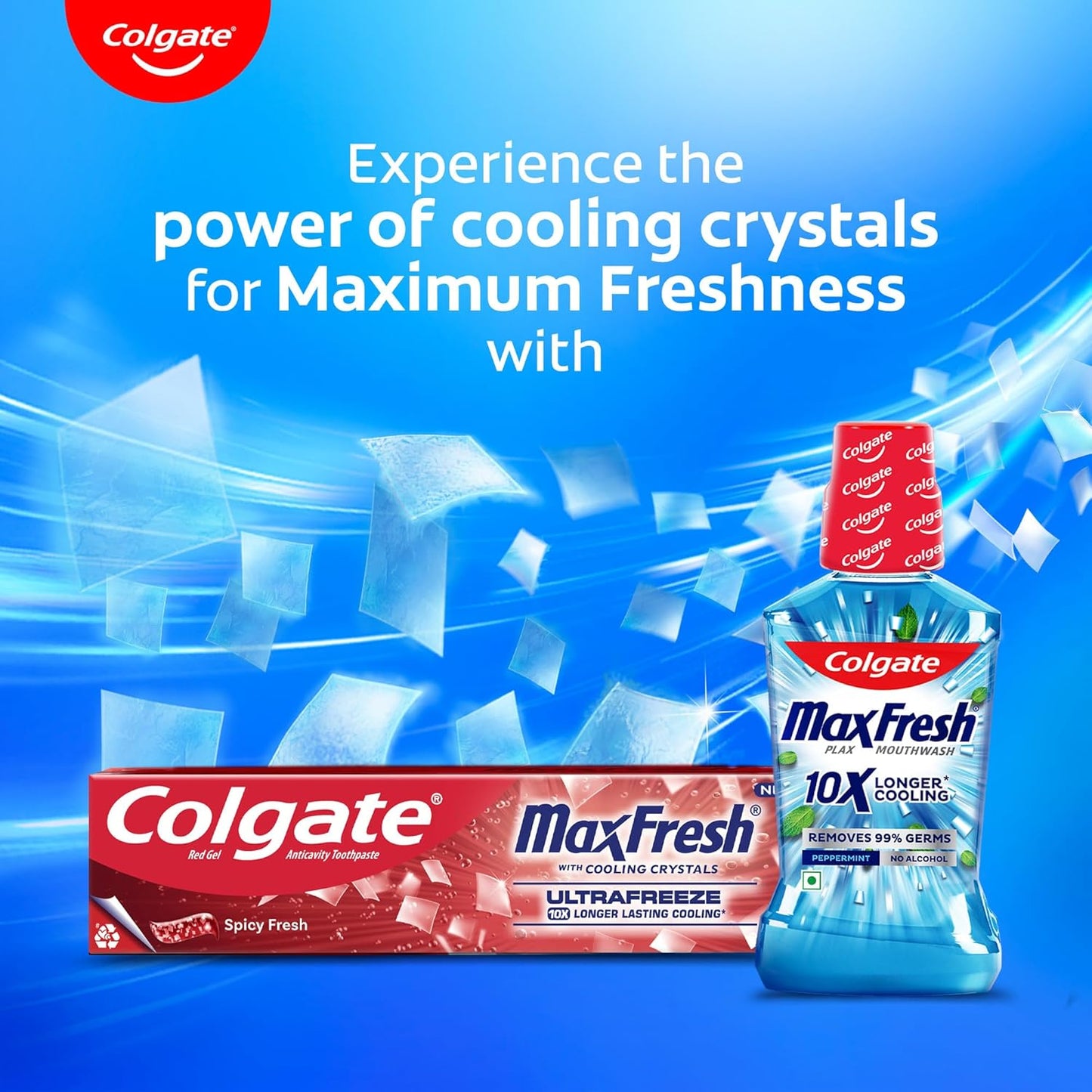 Colgate Max Fresh Toothpaste, Red Gel Paste with Menthol For Tooth Decay Prevention, Cavity Protection, Gum Protection, Whitening, Eliminates Bad Breath (300g, 150g X 2, Spicy Fresh, Saver Pack)