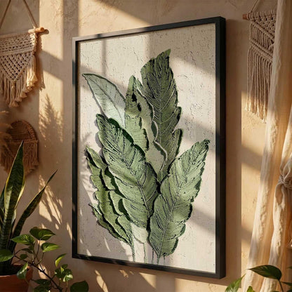 Floral Art leaf Wall Painting Home Decoration With Frame For Living Room Bed Room Hotel Wall Decor Digital Reprint Engineered Wood (13X17 INCH)