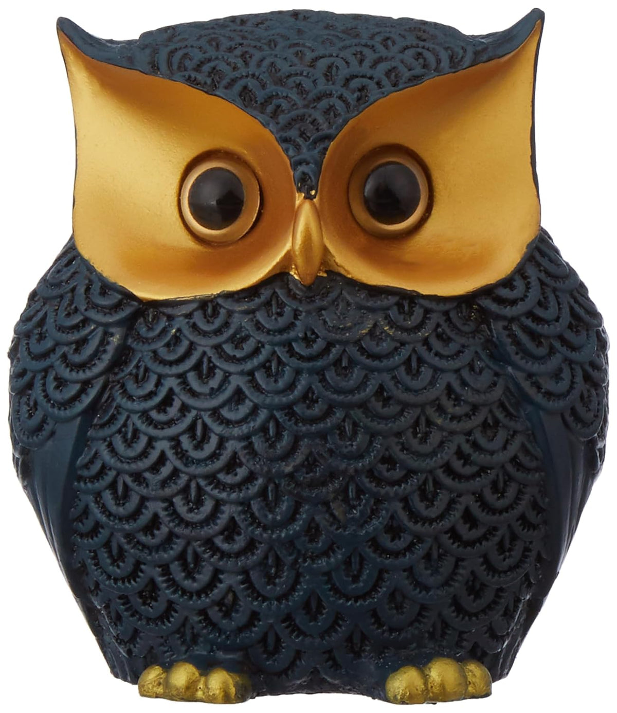 Modern Classy Happy Owl Resin Art Figure Showpiece (Pack of 1, Blue and Gold)