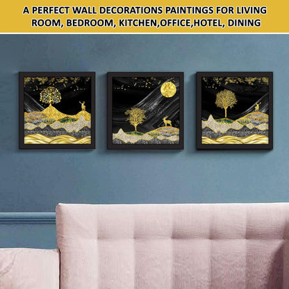 Framed Art Painting For Home, Living Room, Hall | Traditional Paintings With Frame For Home Decor (Deer D1)