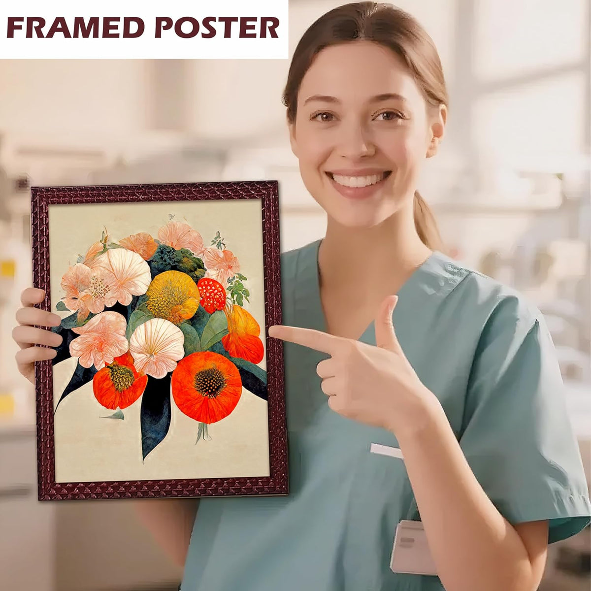 Framed Art Painting For Home, Living Room, Hall | Traditional Paintings With Frame For Home Decor (Floral D2)